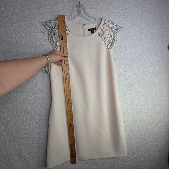 J. CREW sz4 WinterWhite w Lace Cap sleeve Dress. Classy. Weddings Events Careers - Picture 5 of 16